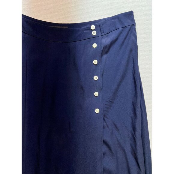 Talbots Womens Preppy Midi Skirt Stretch Size 18 Blue Button Side Zipper Casual - Picture 6 of 12